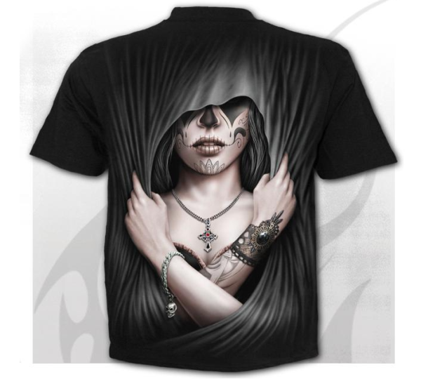 3D Skull T-shirt Men's Casual T-shirt Summer 3D Printing Round Neck Cool Shirt(Horror Beauty)